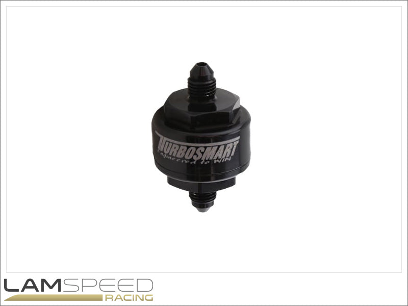Turbosmart Billet Turbo Oil Feed Filter w/ 44 Micron Pleated Disc AN-4 Male Inlet - Black main image 1