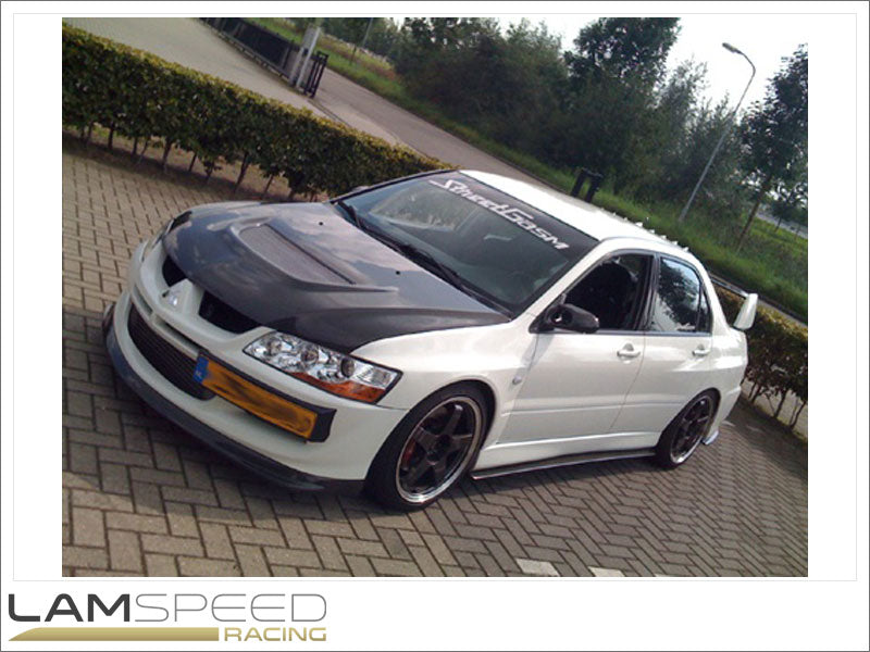 IKON MOTORSPORTS Real Carbon Fiber Side Skirt Extensions For 2001-2007 Mitsubishi EVO 8 & 9 - 75 Inch Pair