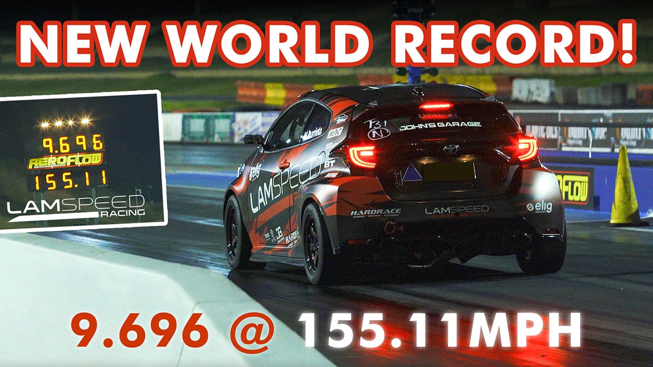 UNSTOPPABLE! Our team resets our own World Record! 9.6 @ 155 MPH! Toyota G16E-GTS GR Yaris!