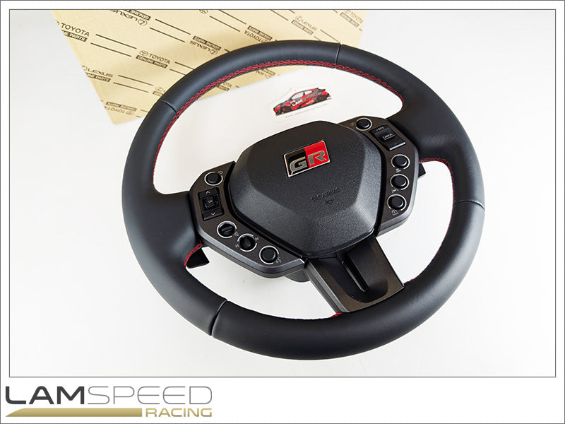 OEM Toyota Gen 2 Newly Desgined 2026 GR Yaris Steering Wheel Upgrade - Red Stitching (Automatic) - No Heater.