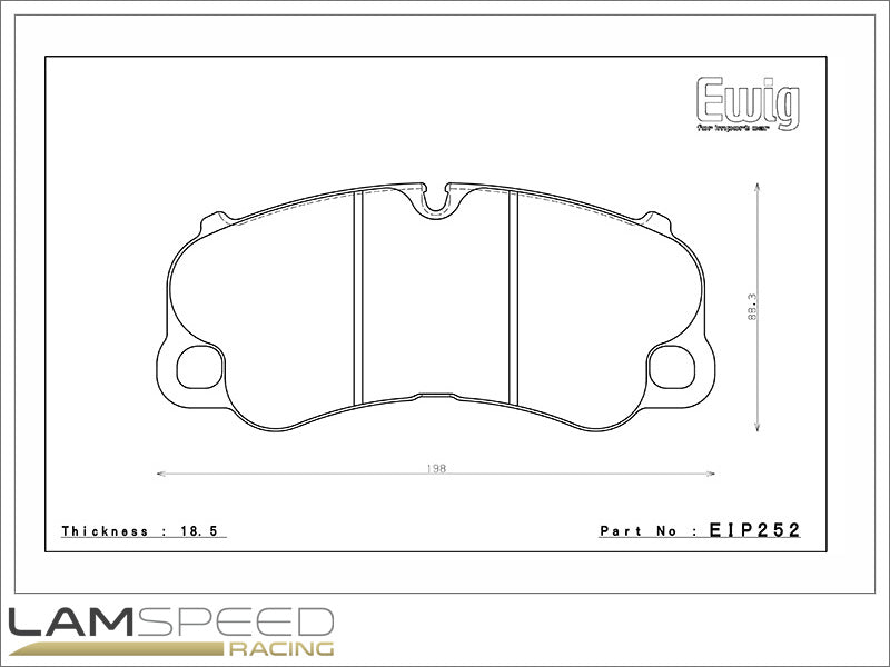 Endless Japan Brake Pads for Carbon Ceramics W008 Performance Front and Rear Brake Pad Combo- Porsche 911 991 Turbo, GT3, GT4RS (PCCB - Porsche Ceramic Composite Brake) - EIP252W008 / EIP241W008