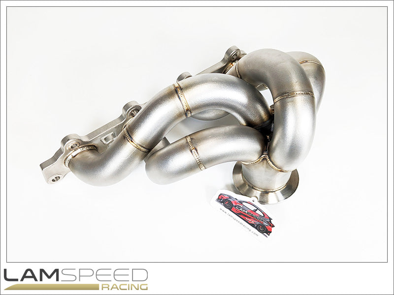 PureFab SS347 Stainless Steel V Band External Wastegate Forward Facing Sportsman Big Frame Tubular Exhaust Manifold - Mitsubishi Evolution 4/5/6/7/8/9