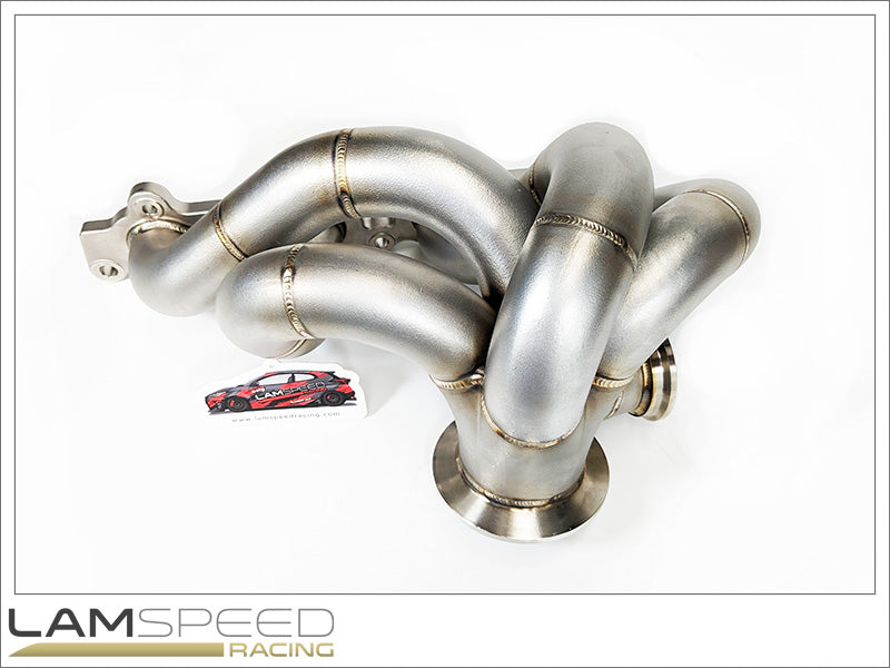 PureFab SS347 Stainless Steel V Band External Wastegate Forward Facing Sportsman Big Frame Tubular Exhaust Manifold - Mitsubishi Evolution 4/5/6/7/8/9