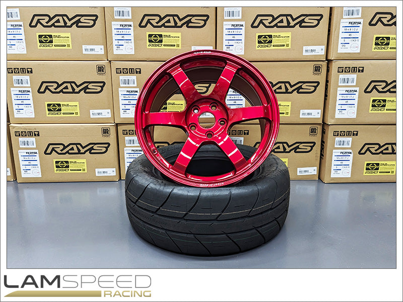 RAYS ENGINEERING FORGED TE37 SAGA SL 18X9.5 +45 5X114.3 HYPER RED (HR) CUSTOM GTR FACE