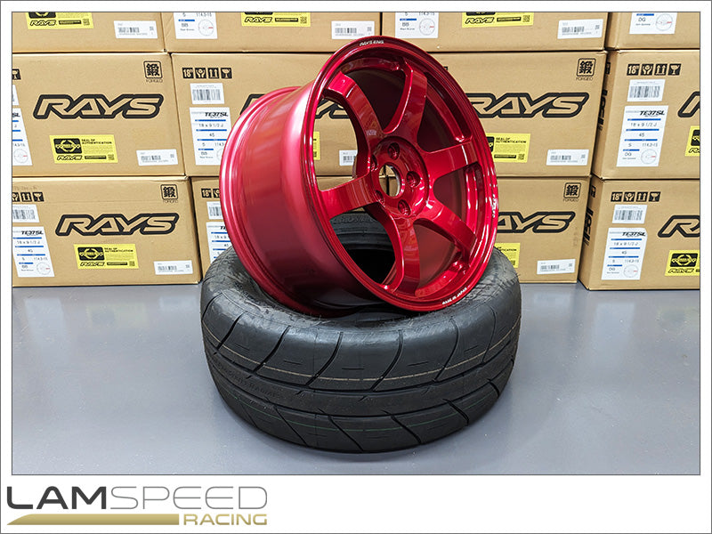 RAYS ENGINEERING FORGED TE37 SAGA SL 18X9.5 +45 5X114.3 HYPER RED (HR) CUSTOM GTR FACE