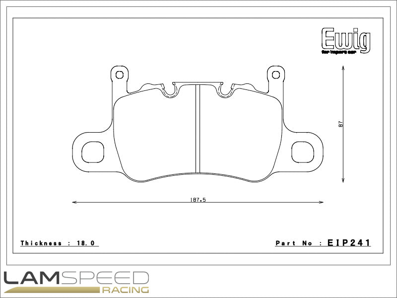 Endless Japan Circuit Compound CC40/ME20 Performance Rear Brake Pads - Porsche 911 991 Turbo, GT3, GT4RS - EIP241CC40