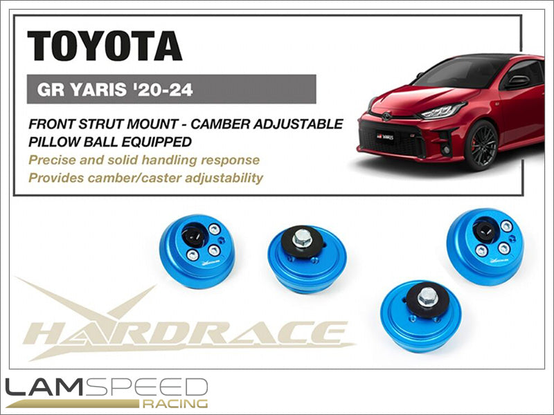HARDRACE FRONT STRUT MOUNT CAMBER ADJUSTABLE PLATE TOYOTA GR YARIS 20-24 (PRE-FACELIFT, GEN 1) - Q1590-BLK.