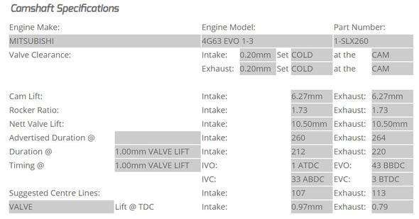 Kelford Cams - Camshaft Sets - Mitsubishi EVO 1-3 & VR4 4G63 260/264 Solid Lifter Conversion - 1-SLX260.