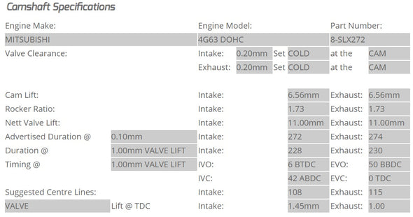 Kelford Cams - Camshaft Sets - Mitsubishi EVO 8 4G63 272/274 Solid Lifter Conversion - 8-SLX272.