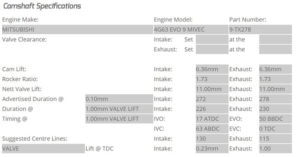 Kelford Cams - Camshaft Sets - Mitsubishi EVO 9 4G63 272/278 MIVEC - 9-TX278.