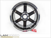 Rays Engineering Forged TE37 SL 18x9.5 +45 5x114.3 Pressed Double Black PW Custom GTR Face.