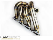 KLM Fabrications Mitsubishi Evolution 4-9 Forward Facing T4 Twin Scroll Exhaust Manifold.