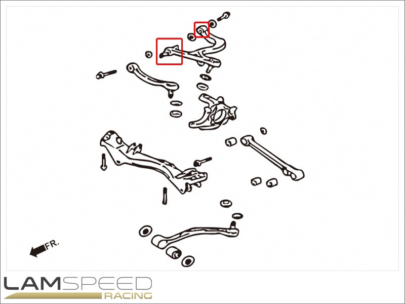 Hardrace Rear Upper Control Arm Bushing - Mitsubishi EVO 4-9 - Hardened Rubber.