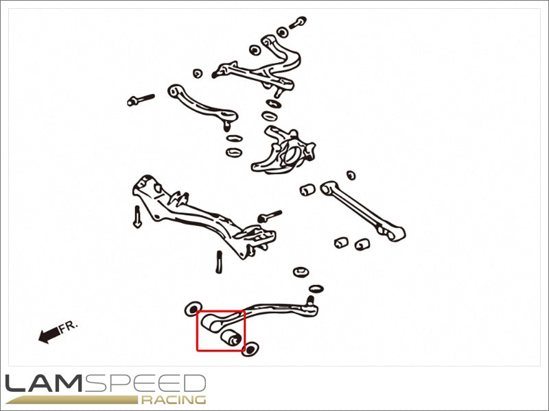 Hardrace Rear Trailing Arm Bushing - Mitsubishi EVO 4-10 - Hardened Rubber.