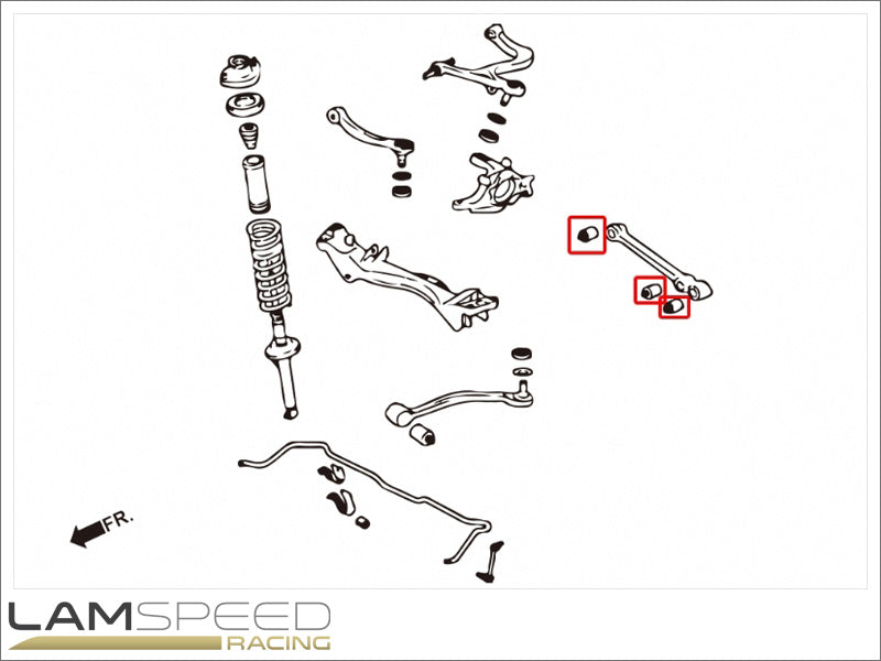 Hardrace Rear Lower Control Arm Bush Kit - Mitsubishi EVO 4-9 - Alloy Arms.