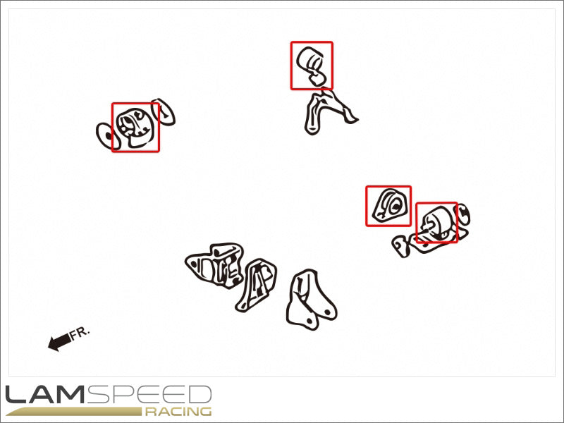 Hardrace Hardened Engine Mount - Mitsubishi EVO 7-9, 5MT USDM - Complete 4 piece Kit.