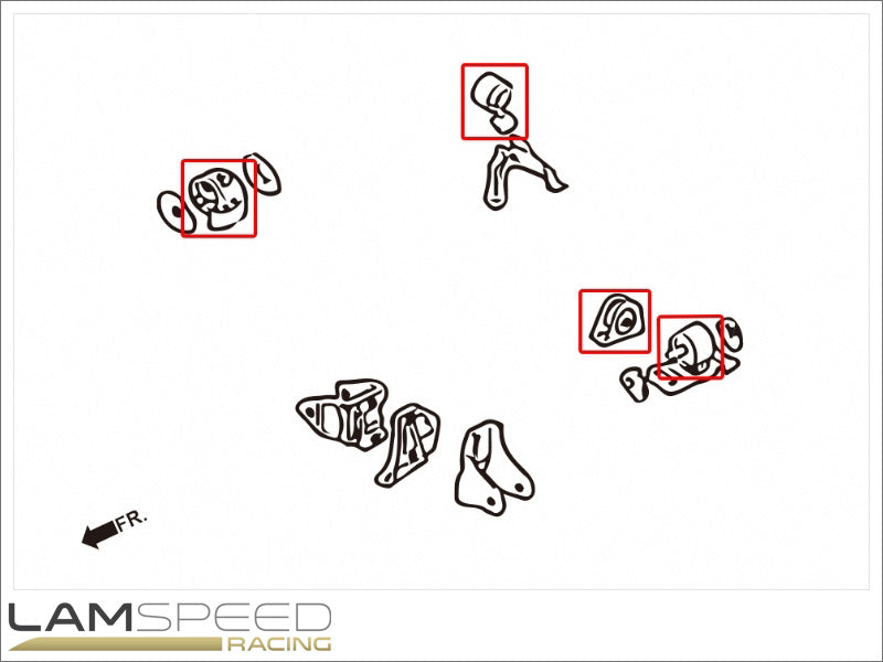 Hardrace Hardened Engine Mount - Mitsubishi EVO 7-9, 6MT USDM - Complete 4 piece Kit.