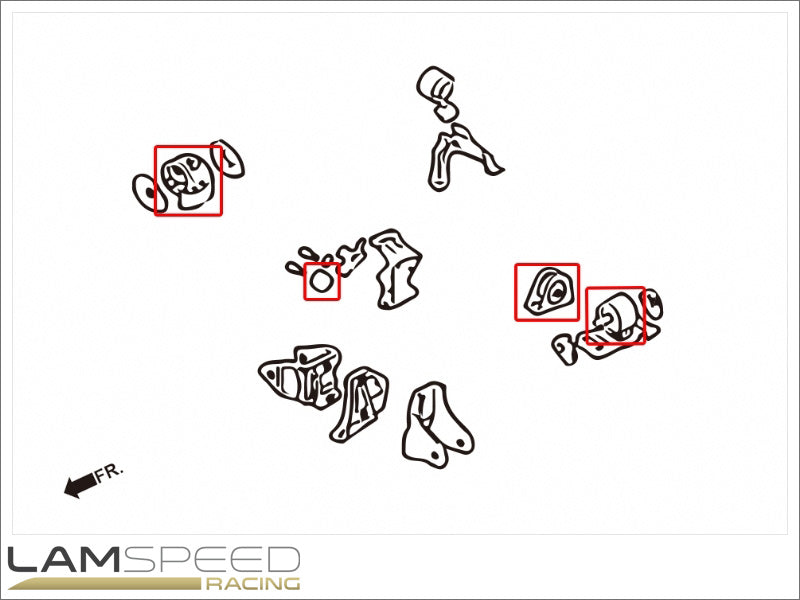 Hardrace Hardened Engine Mount - Mitsubishi EVO 7-9, 5MT - Complete 4 Piece Kit.