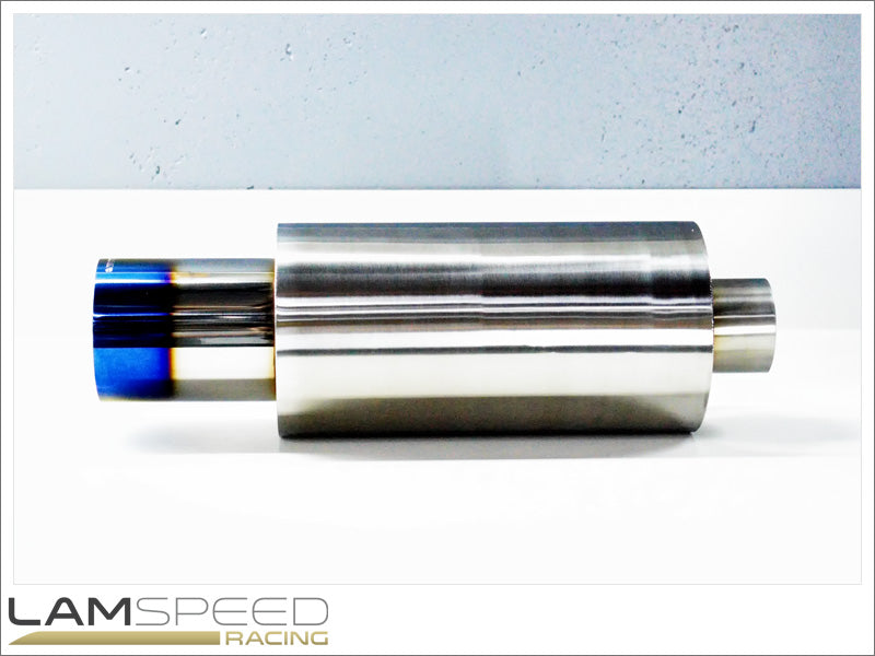 Lamspeed Racing - Stainless Steel Universal 6inch Barrel Mufflers with Burnt 4inch Tips - 3, 3.5 or 4inch Inlets.