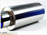 Lamspeed Racing - Stainless Steel Universal 6inch Barrel Mufflers with Burnt 4inch Tips - 3, 3.5 or 4inch Inlets.