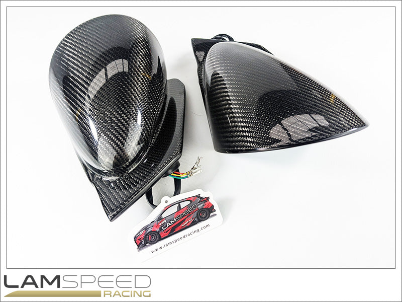 Lamspeed Racing Ralliart Style Carbon Electronic Mirrors - Mitsubishi Evolution 7/8/9.