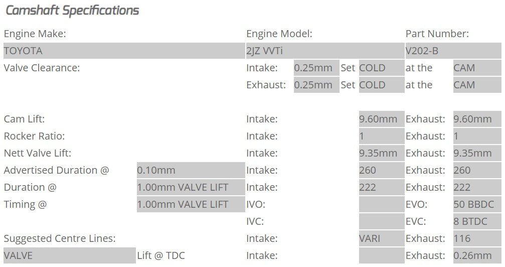 Kelford Cams - Camshaft Sets - Toyota 260/260 2JZ-GTE VVTi - V202-B.